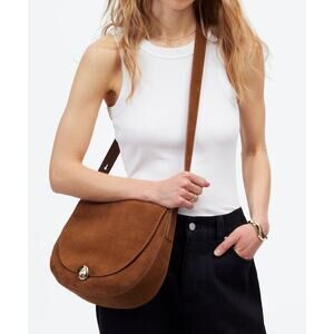 Madewell Suede Crossbody Saddle Bag in Brown